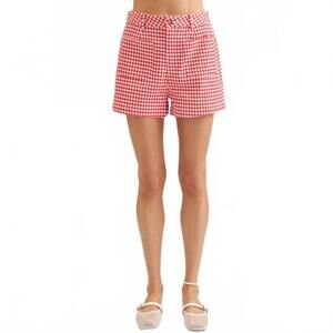 NEW STYLE USA gingham high waist shorts in red